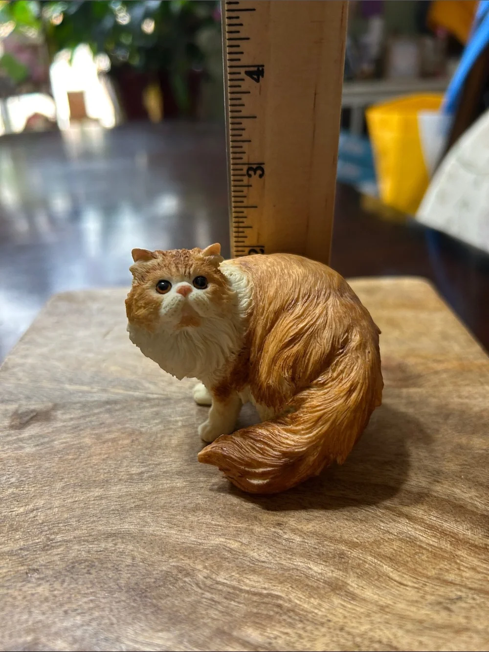 Vintage Hand-Painted Orange and White Persian Cat Resin Figurine
